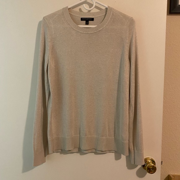 Banana Republic Crew Neck Pullover - Size Large - Silver Metallic - Picture 1 of 6